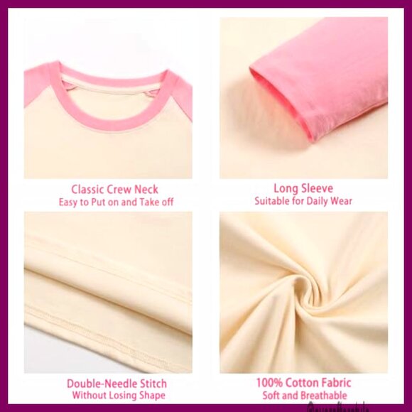 Girls Valentine Raglan Long Sleeve Tee Cotton Sweet Heart Print 4-13T - Picture 5 of 5